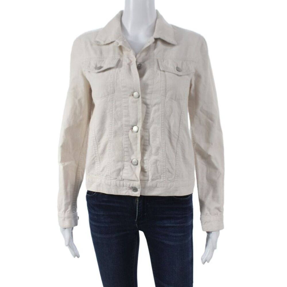 Helmut Lang Women Basic Jacket Beige Cotton Long Sleeve Button Size M
